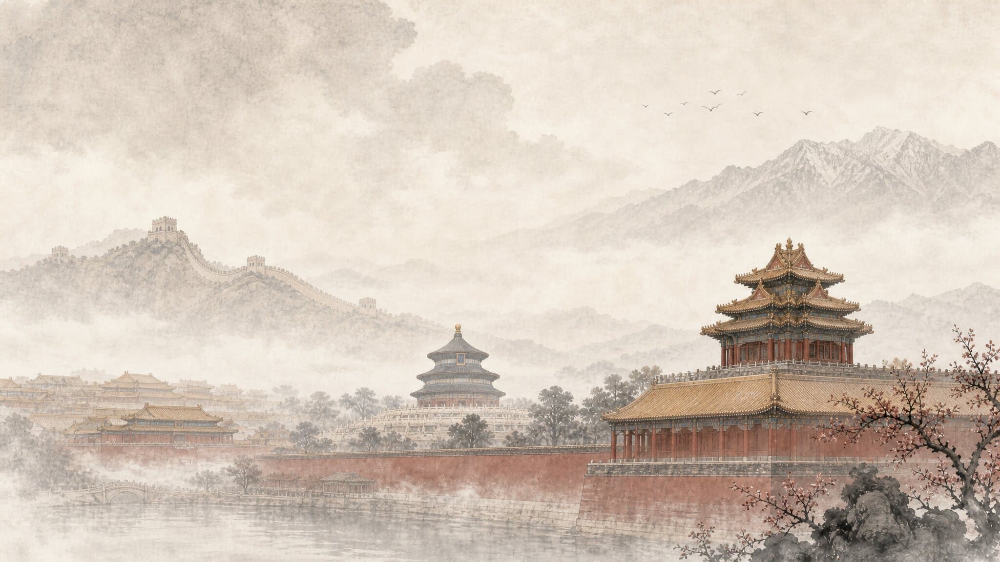 Ink-wash painting of Beijing