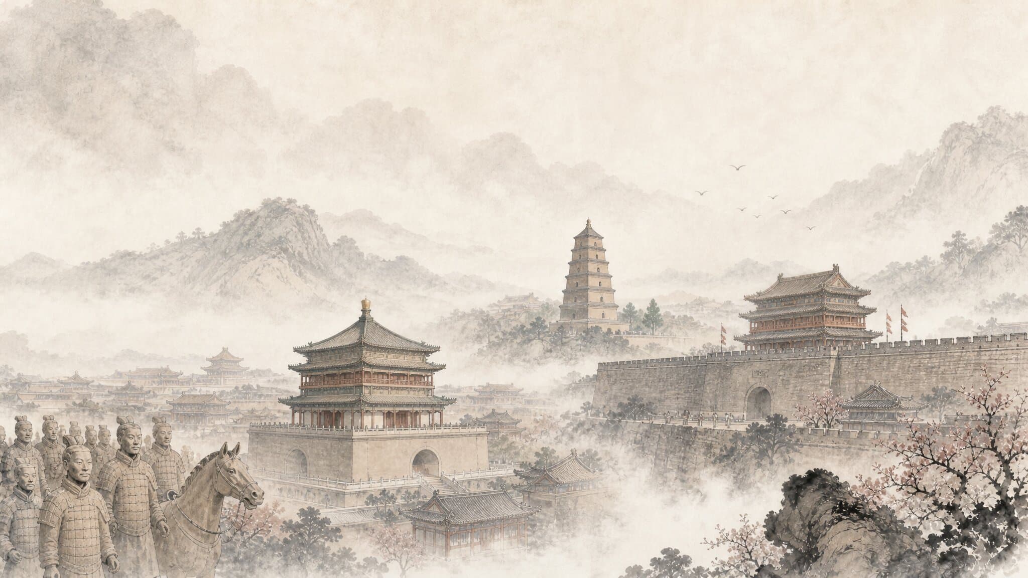 Ink-wash painting of Xi'an